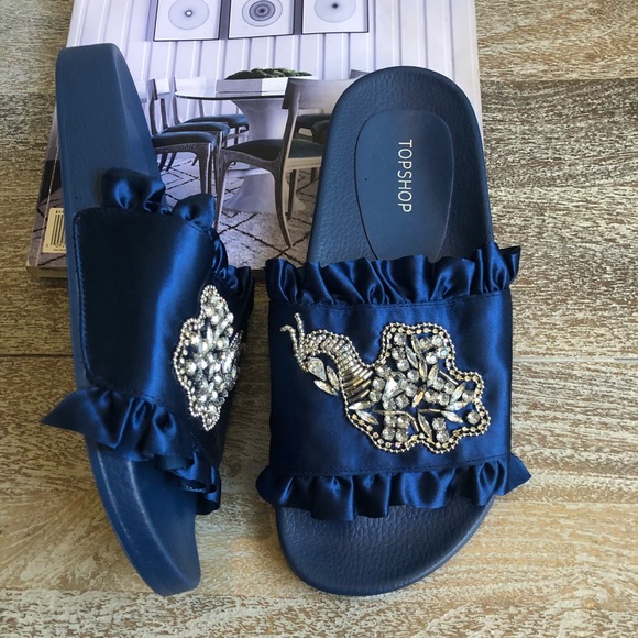 TopShop Hermione Peacock Embellished Slides - Picture 2 of 7
